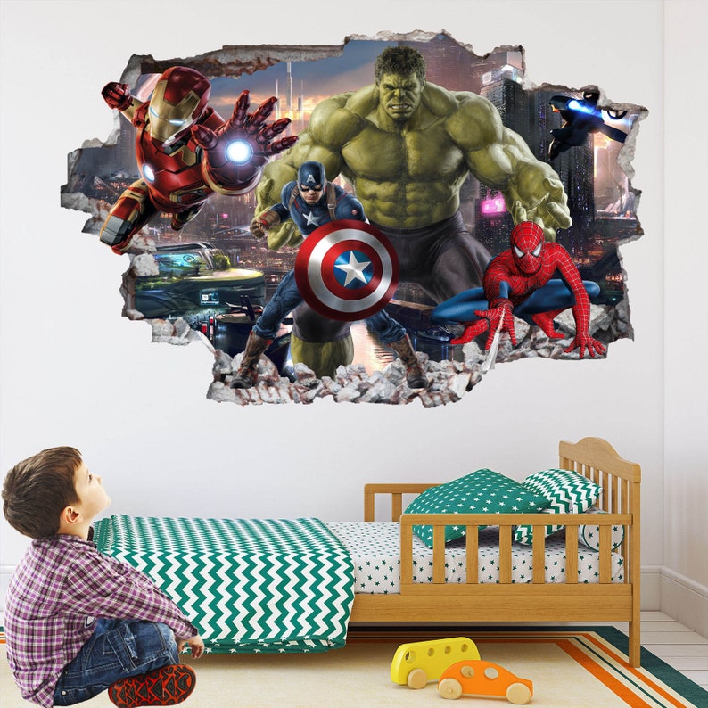 avengers superhero wall decal sticker mural poster print art etsy