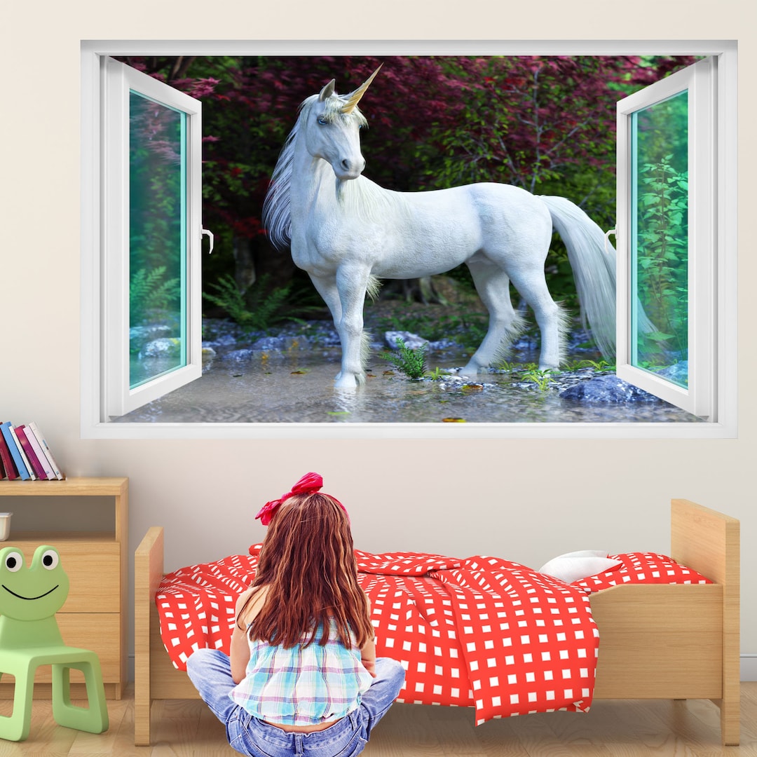 Unicorn Enchanted Forest Wall Decal Sticker Mural Poster Print Art Kids ...