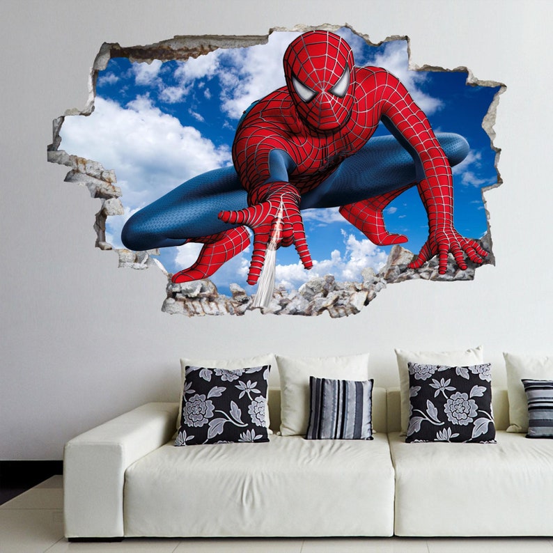 Sticker mural super-héros Spiderman, affiche murale, impression d'art, décoration de bureau à domicile, Spider Man EA52 image 1