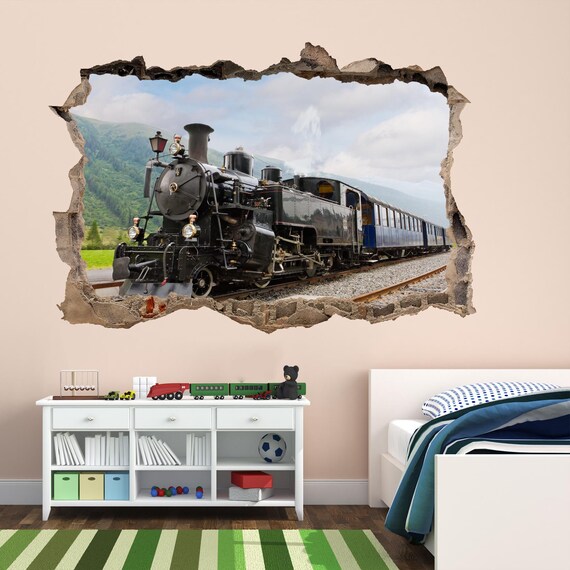 Old Train Locomotive Wall Decal Sticker Mural Print Art Kids | Etsy
