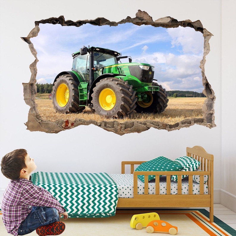 Sticker mural tracteur moderne décalcomanie murale affiche impression Art maison ferme décoration véhicule agricole machines BF10 image 3