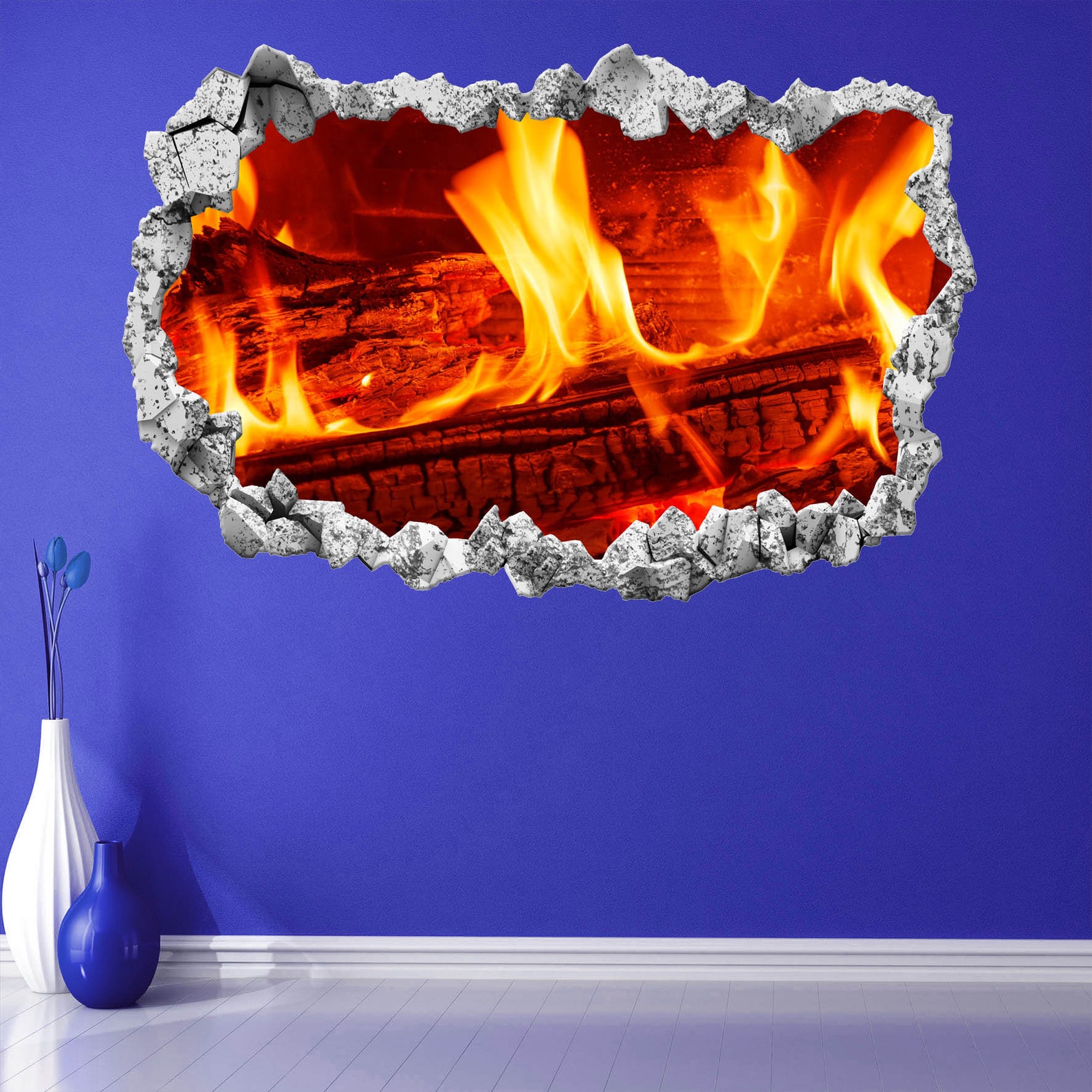 Fireplace Flame Wall Decal Sticker Mural Poster Print Art Home Etsy Australia