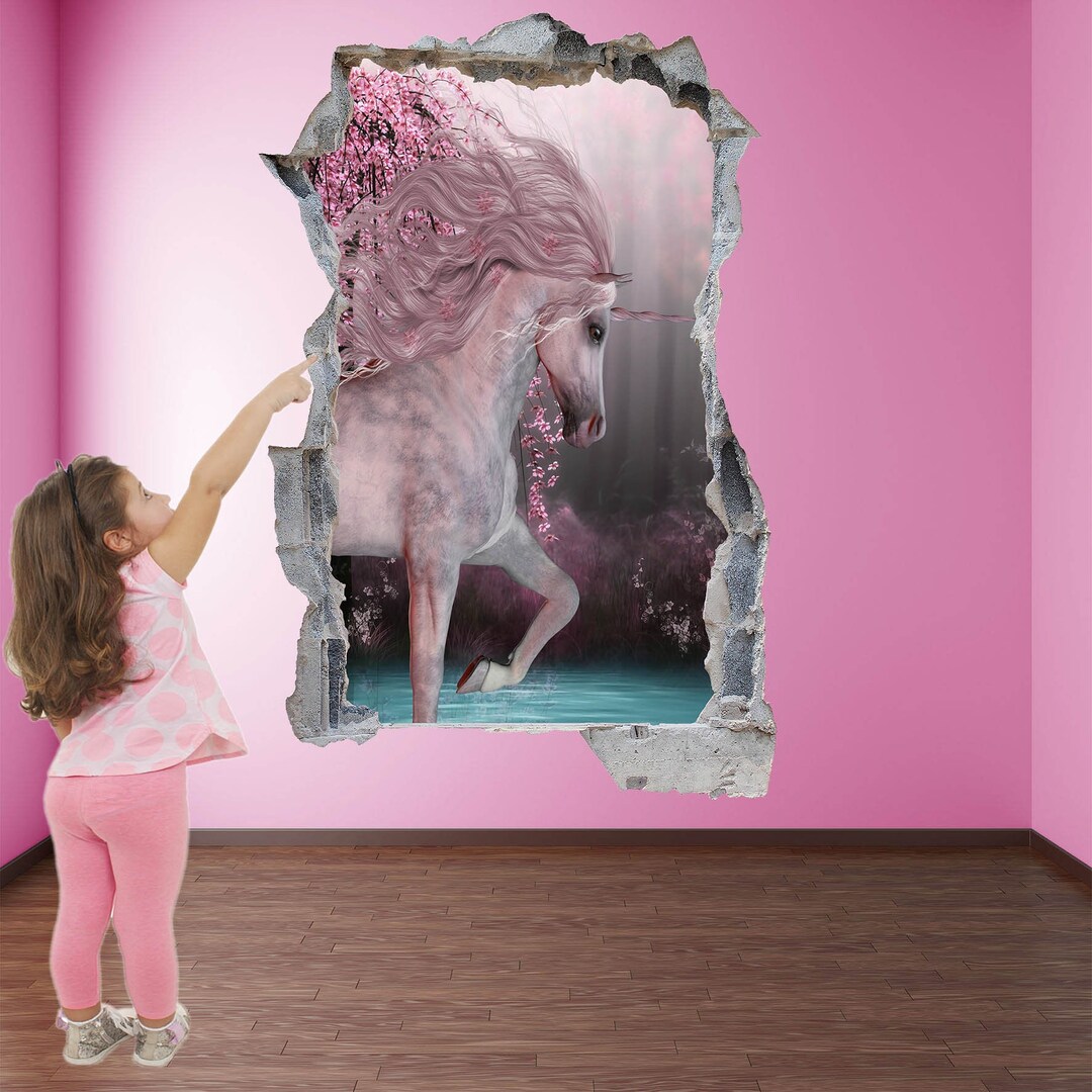 Unicorn Enchanted Forest Fantasy Wall Sticker Mural Decal Print Art ...