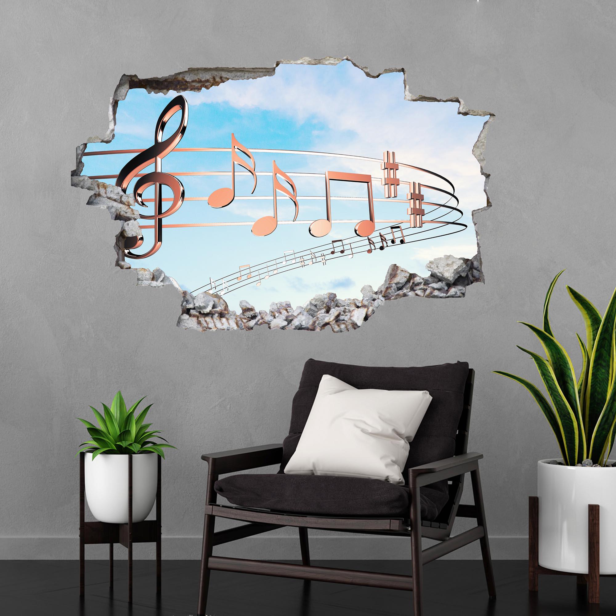 Musical Note Mural Musical Notes Wall Decal Sticker Mural Poster Print Art Kids Room Decor ...