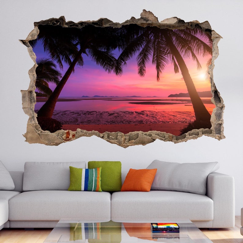 tropical beach sunset wall decal sticker mural poster