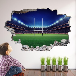 Rugby Stadium Wall Sticker for Boys Bedroom | Rugby Field Wall Decal | Kids Room Wall Art Decor - BD68