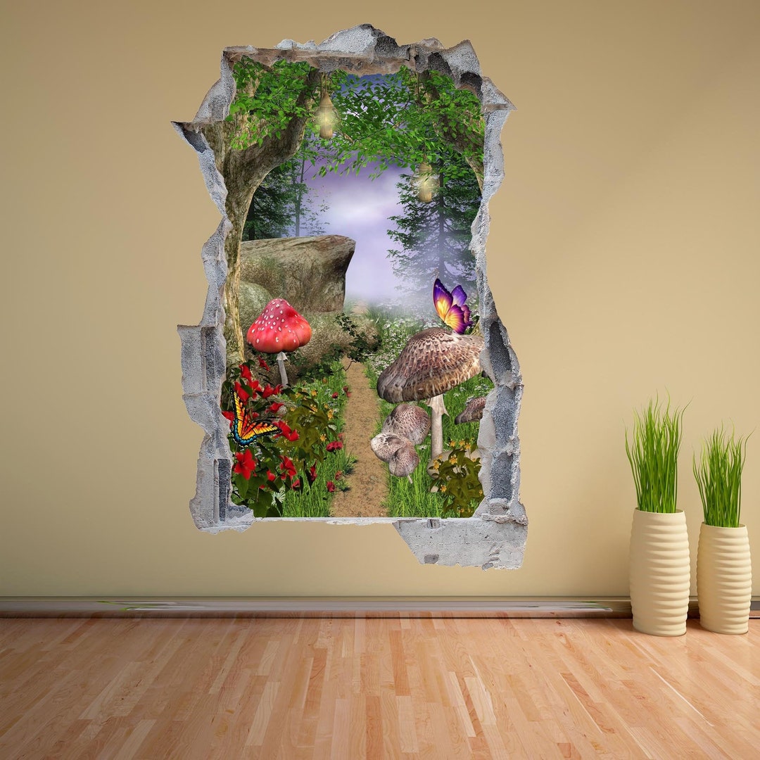 Fairy Garden Mushroom Fantasy Forest Wall Decal Sticker Mural Poster ...