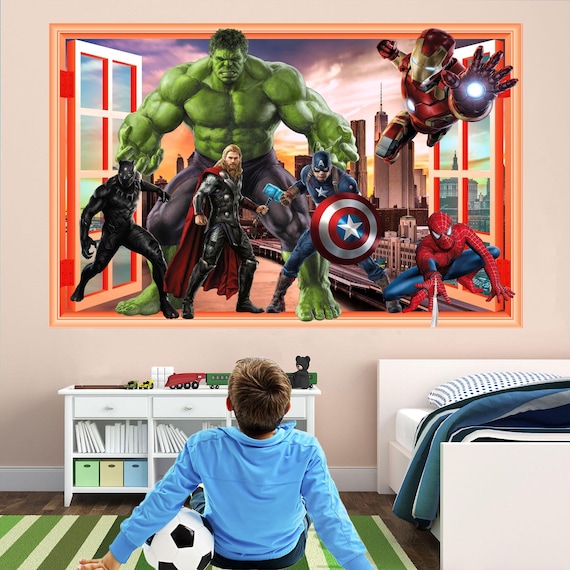 Stickers Hulk-Iron man-Captain América-Hawkeye-Black Widow Avengers ref  15043 - Stickers Muraux Enfant