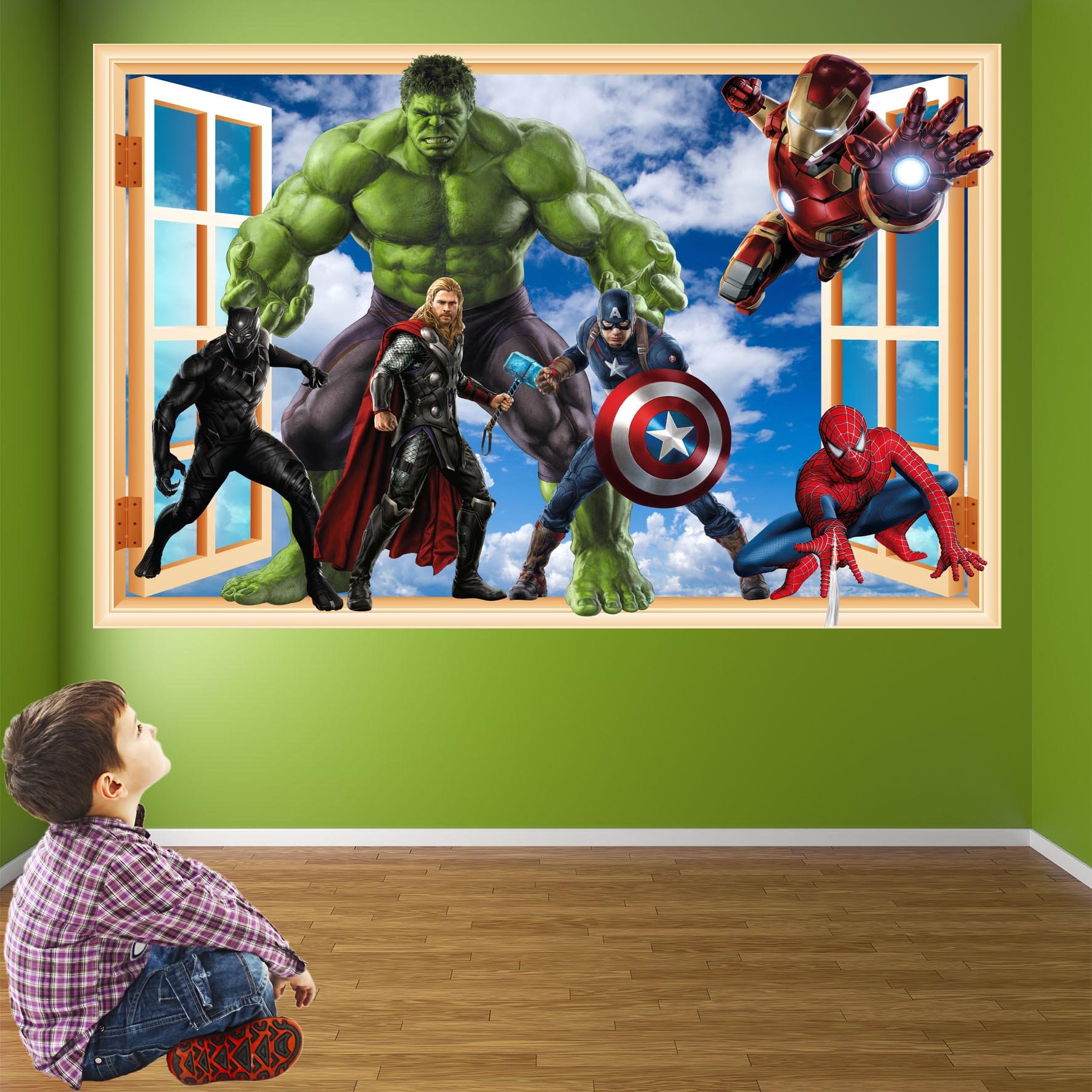 Avengers Superheld Wandtattoo Wandtattoo Wandtattoo Print Captain Poster Man Thor America Hulk Spiderman Art Iron EA86