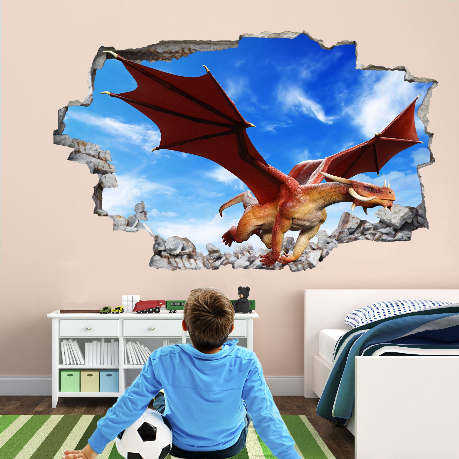 Dragon Fantasy Wall Sticker Mural Decal Print Art Kids Bedroom Decor ...