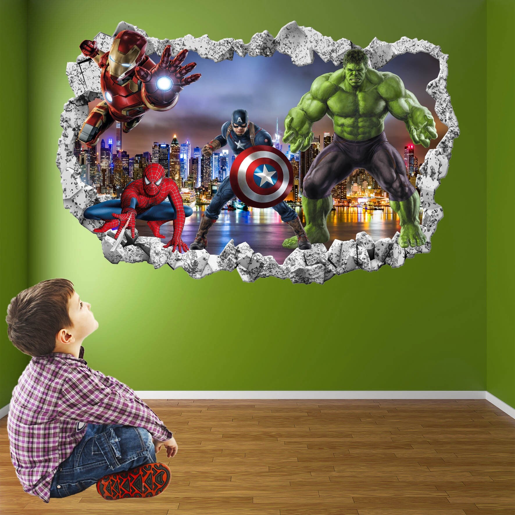 Superhero Wall Decal Sticker Mural Poster Print Art Spiderman Etsy