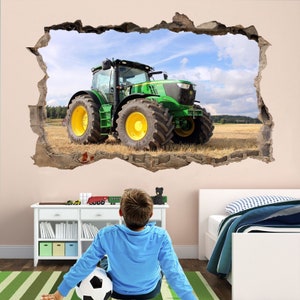 Moderne trekker muur sticker muurschildering sticker poster print Art Home boerderij decor landbouwvoertuig machines BF10 afbeelding 2