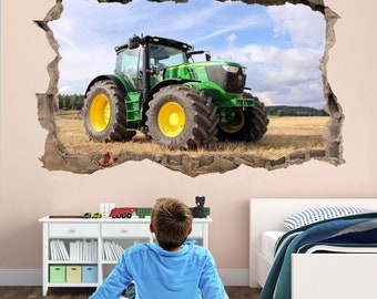 Tractor Wall Sticker for Kids Bedroom | Farm Vehicle Wall Decal | Boys Room Wall Art Decor - BF10
