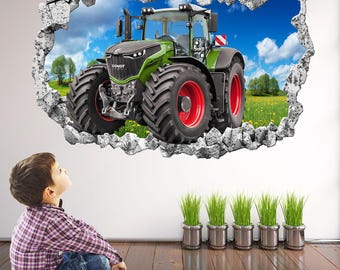 Tractor Wall Sticker for Kids Bedroom | Farm Vehicle Wall Decal | Boys Room Wall Art Decor - BG26