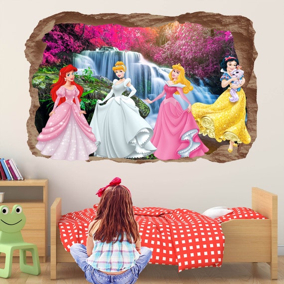 Princess Cinderella Aurora Waterfall Wall Sticker Mural Decal Print Art EA101 