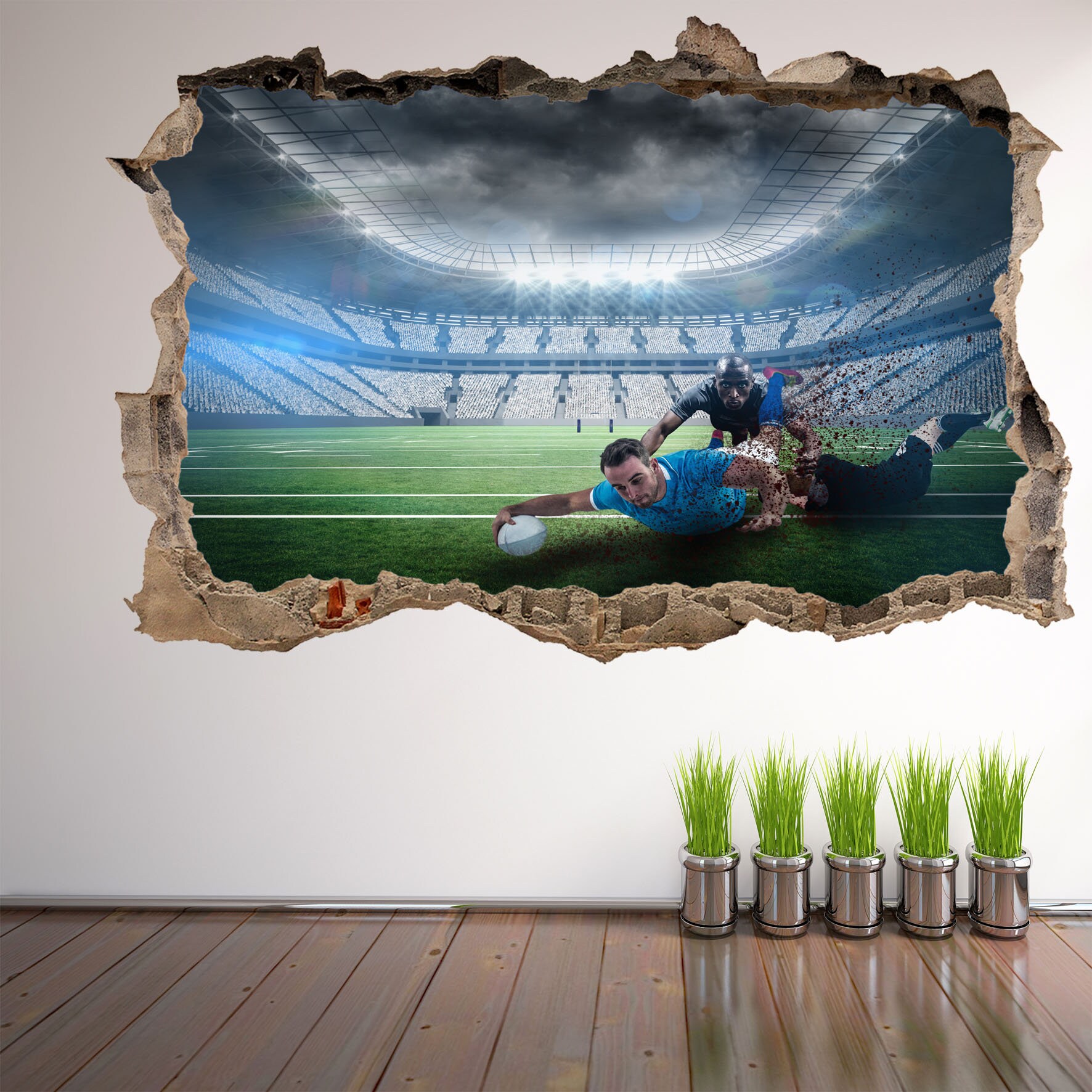 Rugby Players Wall Decal Sticker Mural Poster Print Art Kids Bedroom ...