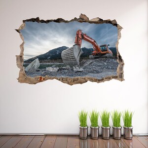 Excavator Construction Equipment Work Machine Wall Sticker Mural Decal Poster Print Art Home Office Decor BF3