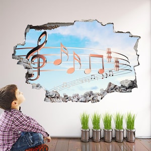 Musical Note Mural Musical Notes Wall Decal Sticker Mural Poster Print Art Kids Room Decor ...