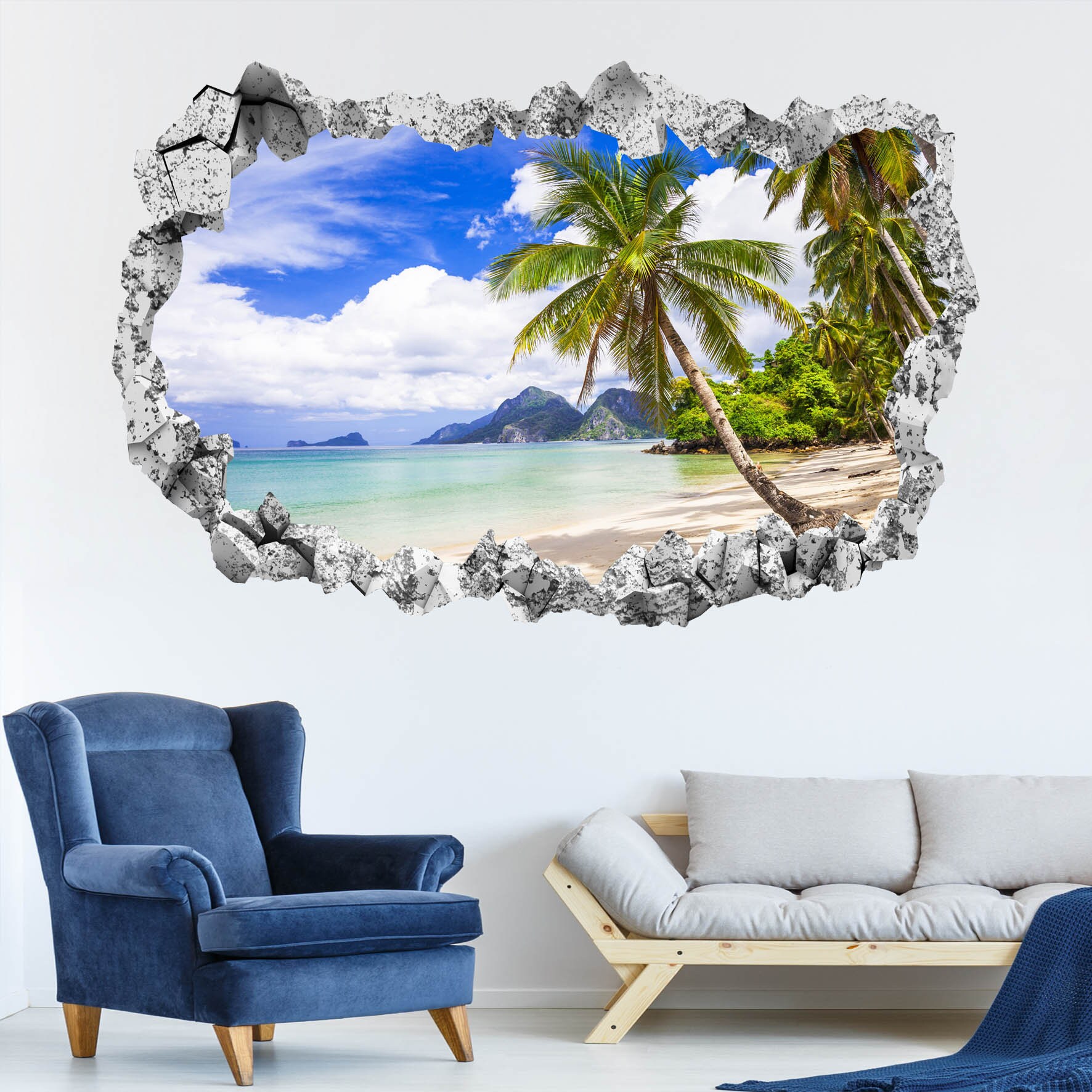 Sticker Porte Effet 3D Fruit Tropical 95x215 Cm - Autocollant Mural Amovible Hawaï Décoration