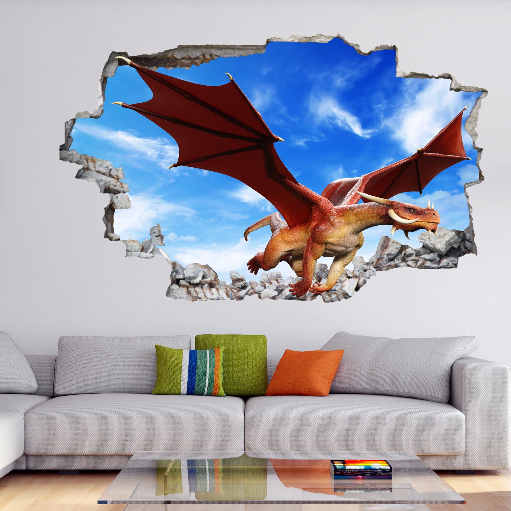 Dragon Fantasy Wall Sticker Mural Decal Print Art Kids Bedroom Etsy 日本