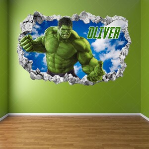 Hulk super-héros personnalisé nom autocollant Mural autocollant Mural affiche impression Art enfants garçons chambre décor EA121 image 3