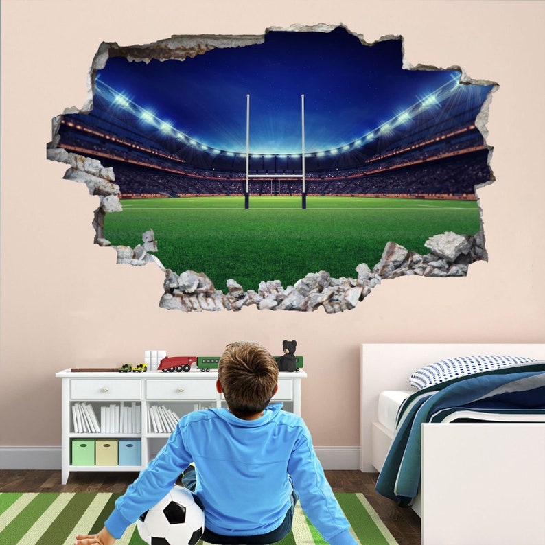 Rugby Stadium Sport Wall Sticker Murale Decalcomania Stampa Art BD68 immagine 1