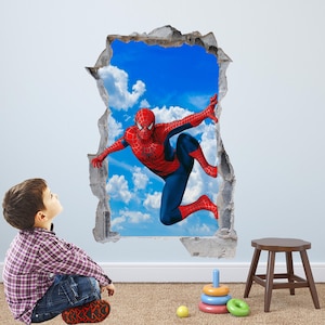 Vinilo decorativo mural de Spiderman, superhéroe, póster, lámina artística para la habitación infantil.