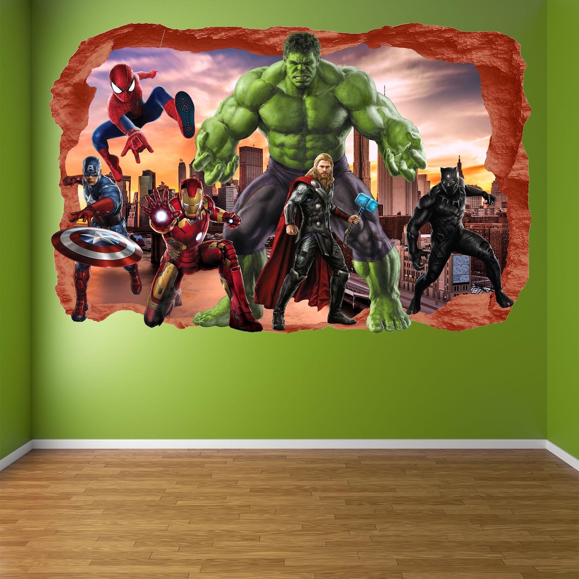 Avengers Superhero Wall Decal Sticker Mural Poster Print Art Etsy