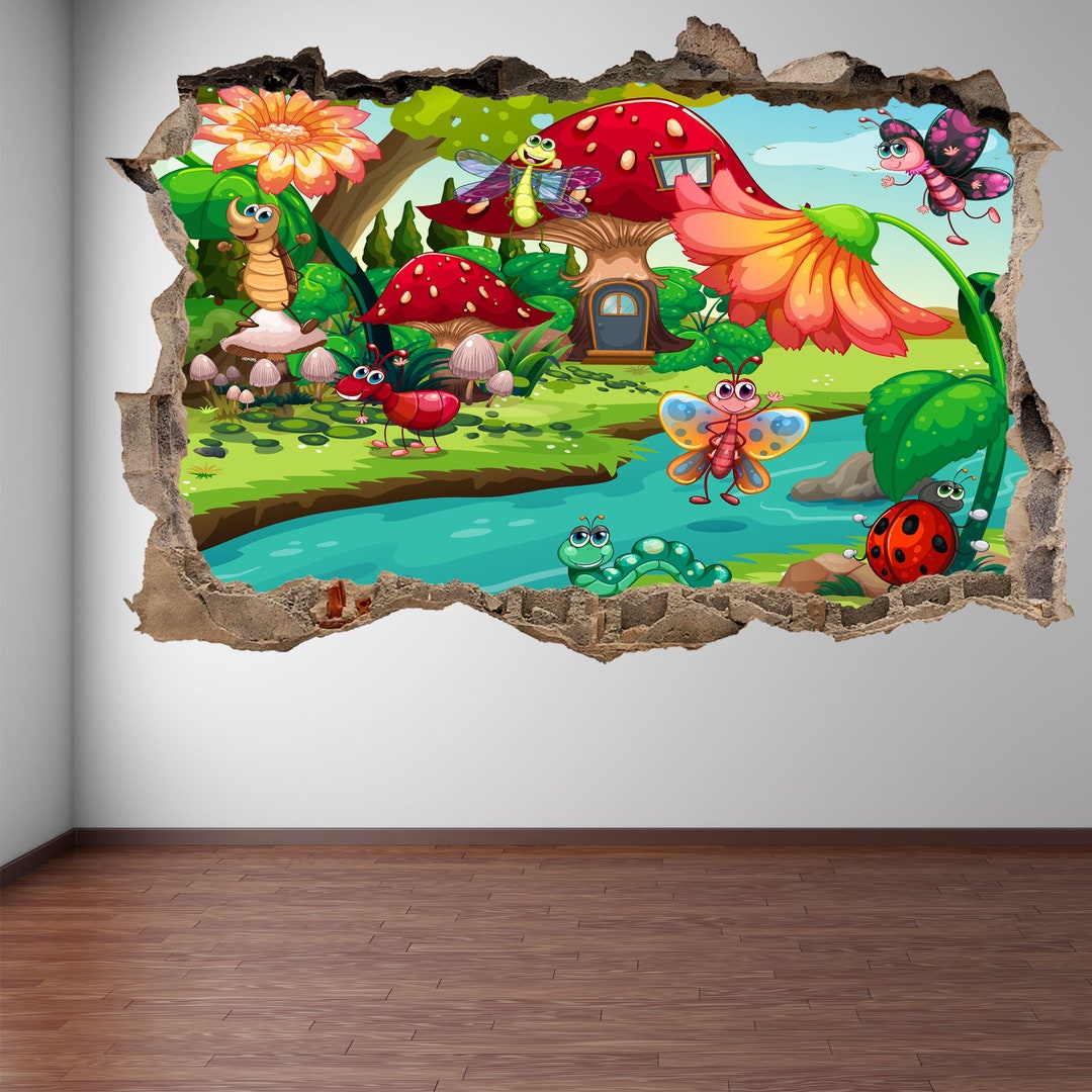 Fairy Forest Mushroom House River Wall Decal Sticker Mural Poster Print ...