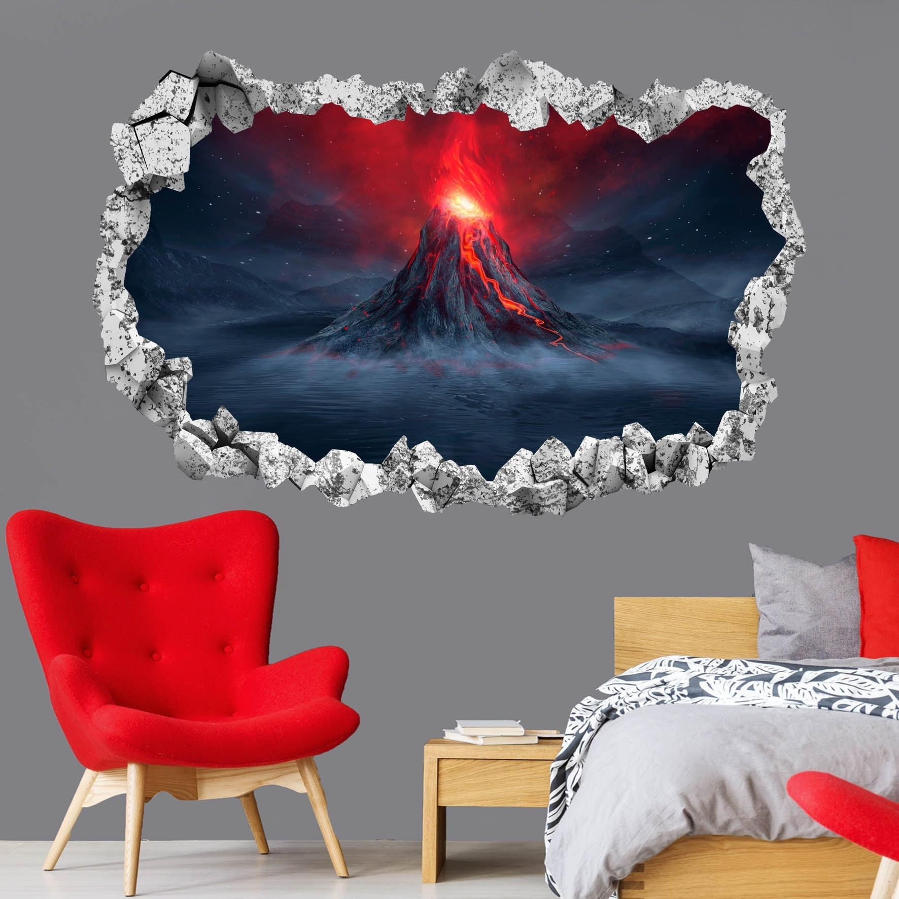 Volcano Eruption Wall Decal Sticker Mural Poster Print Art Home Bedroom ...
