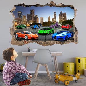 Super Sports Cars Supercar Wall Stickers Mural Decal Print Art Kids Bedroom Decor DT23