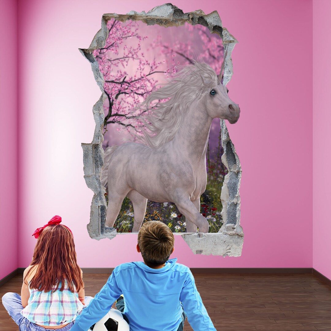 Unicorn Fairy Forest Wall Decal Sticker Mural Poster Print Art Kids ...