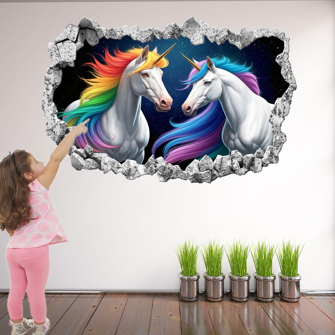 Unicorn Wall Decal Sticker Mural Poster Print Art Kids Girls Bedroom ...