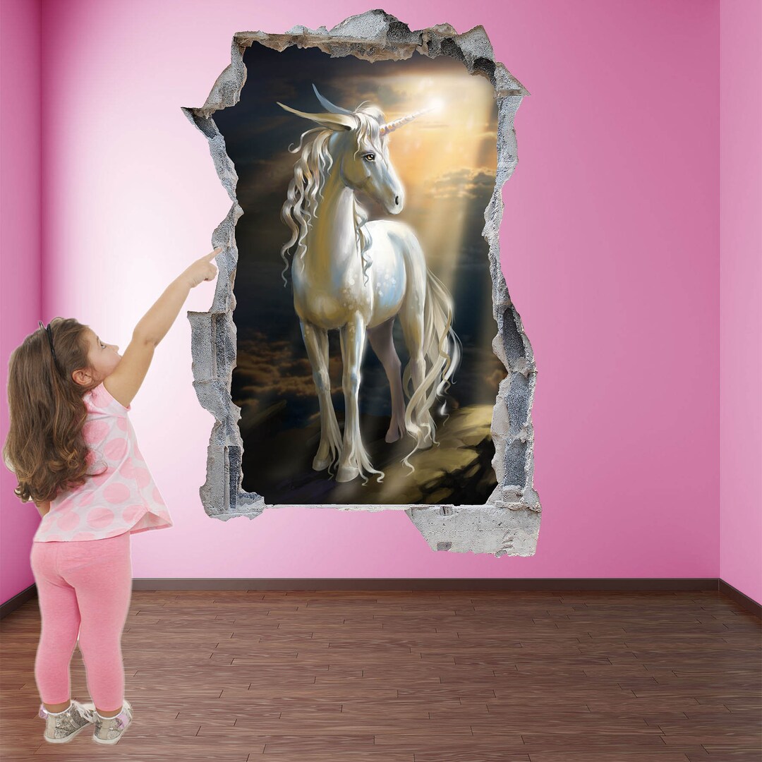 Unicorn Enchanted Forest Fantasy Wall Sticker Mural Decal Print Art ...