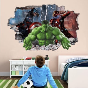 Superhero Wall Decal Sticker Mural Poster Print Art Iron Man Hulk Captain America EA90