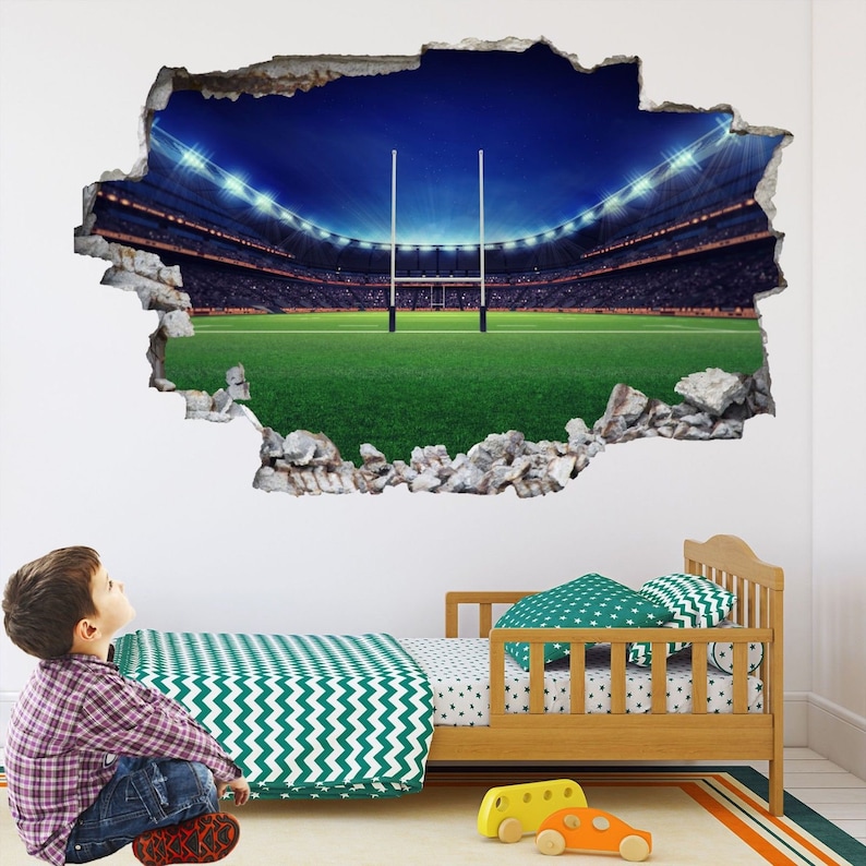 Rugby Stadium Sport Wall Sticker Murale Decalcomania Stampa Art BD68 immagine 2