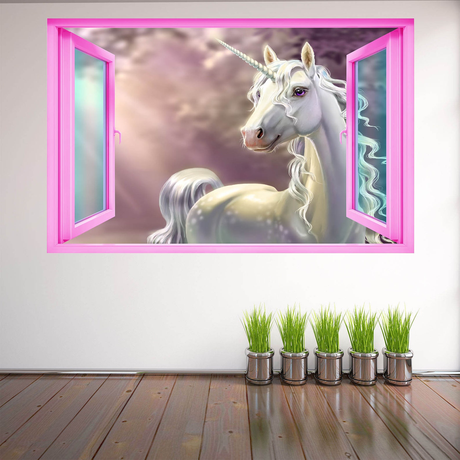 Unicorn Forest Fantasy Wall Decal Sticker Mural Print Art Kids Girls ...