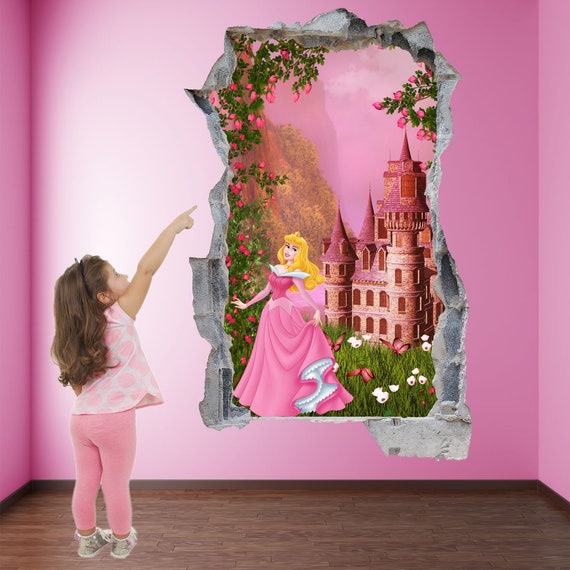 Aurora Mural Decal Girls Princess Castle Fantasy Room Wall - Poster Kids Decor Print Sticker Etsy Art ED14