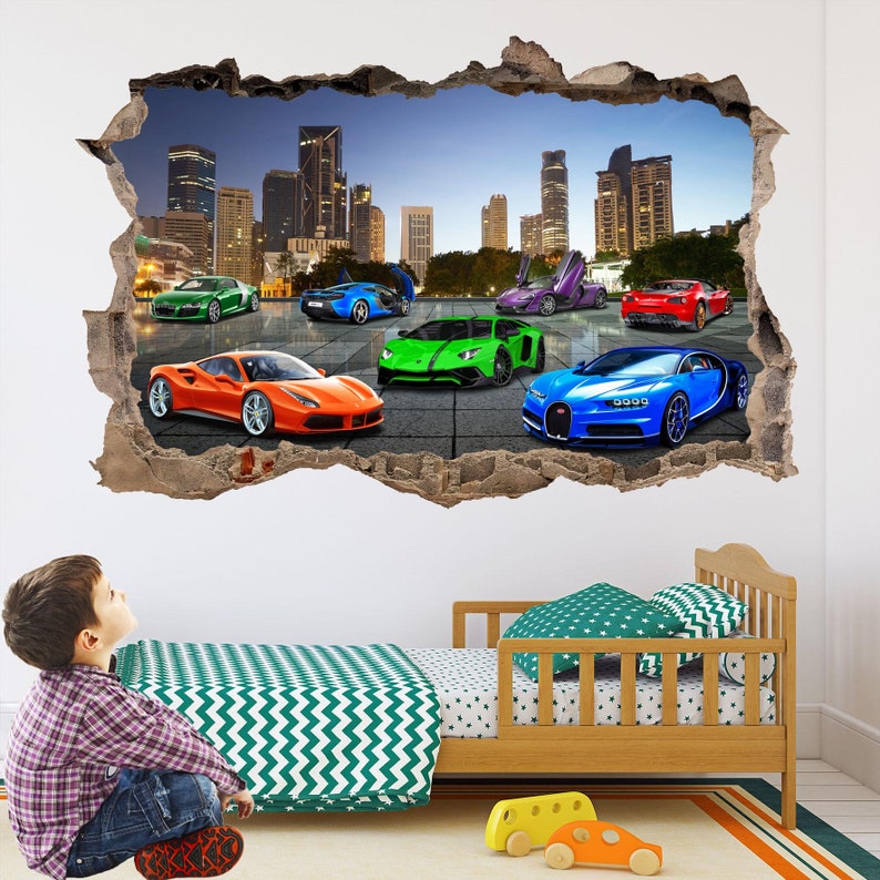 Super sportwagens Supercar muurstickers muurschildering sticker print kunst kinderen slaapkamer decor DT23 afbeelding 2
