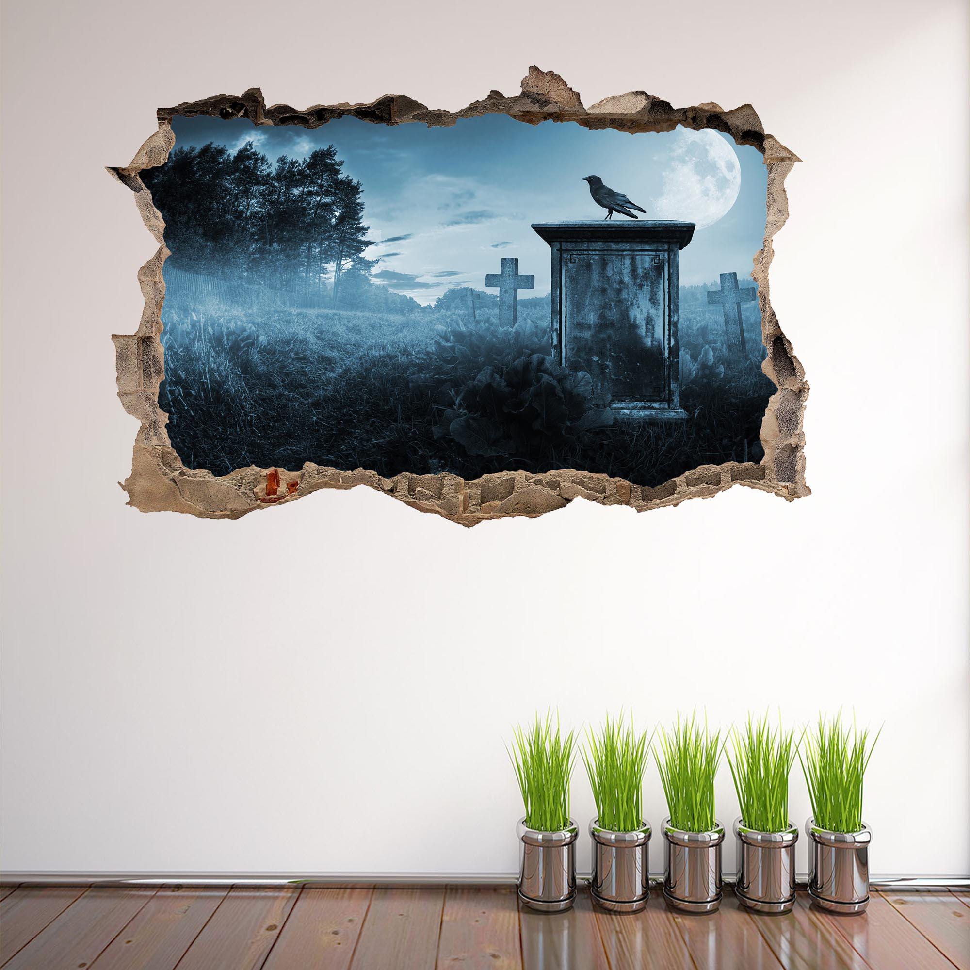 Crow Cemetery Gravestone Wall Decal Sticker Mural Poster Print Art ...