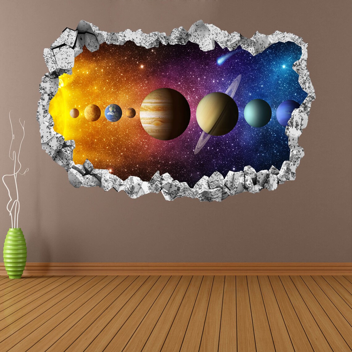Space Solar System Wall Sticker Mural Decal Print Art Etsy UK