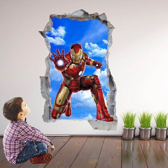 Iron Man Superhero Wall Poster Decal Sticker Mural Art Decor Bedroom Kids Print - KR20 Etsy