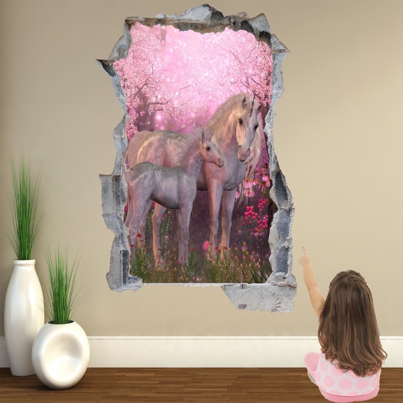 Unicorn Enchanted Forest Fantasy Wall Sticker Mural Decal Print Art ...