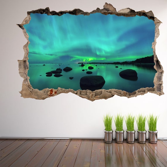 Northern Lights Nature View Wall Art Sticker Mural Decal with 3D Effect FR4