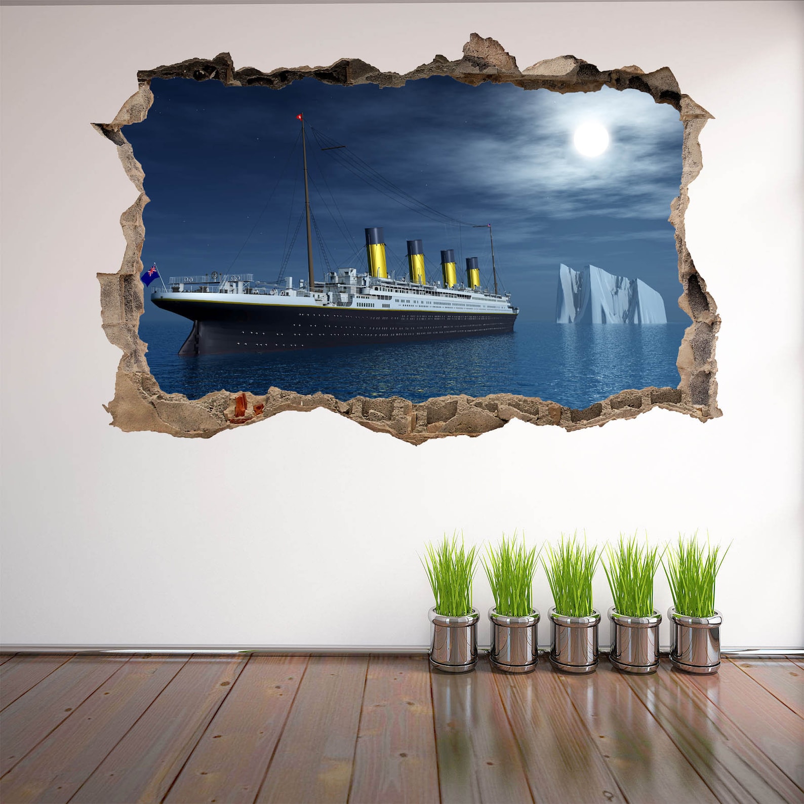 Titanic Wall Sticker Mural Decal Print Art Moon Ocean Etsy