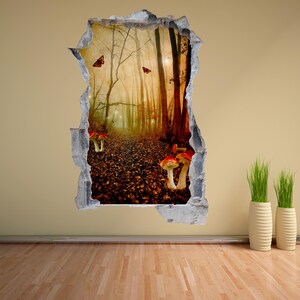 Fairy Trees Mushroom Fantasy Forest Wall Decal Sticker Mural Poster ...