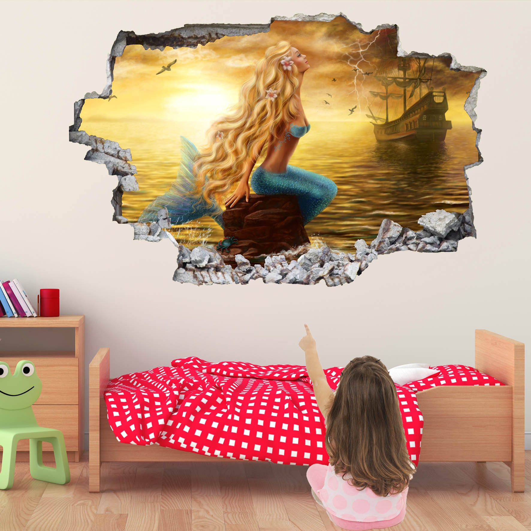 Mermaid Princess Fantasy Wall Sticker Mural Decal Print Art Kids ...
