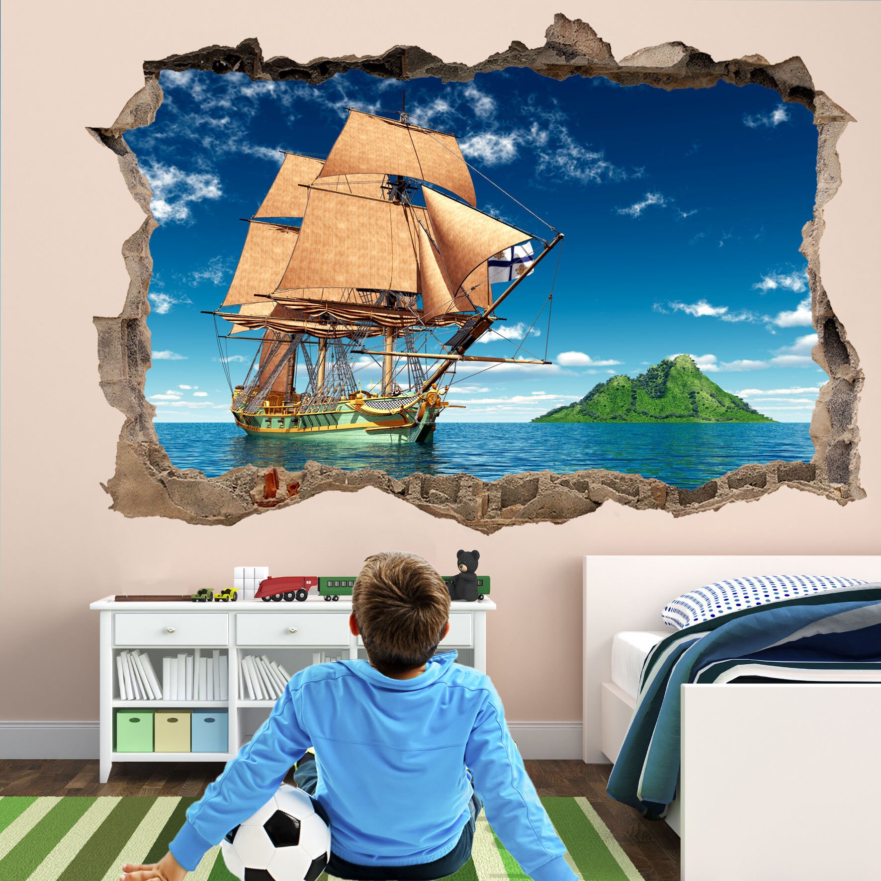 Pirate Sailing Ship Wall Decal Sticker Mural Poster Print Art Home ...