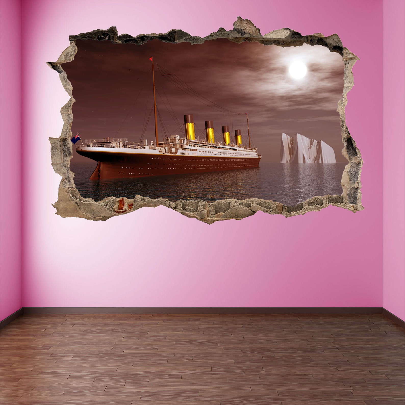 Titanic Wall Sticker Mural Decal Print Art Moon Ocean Etsy