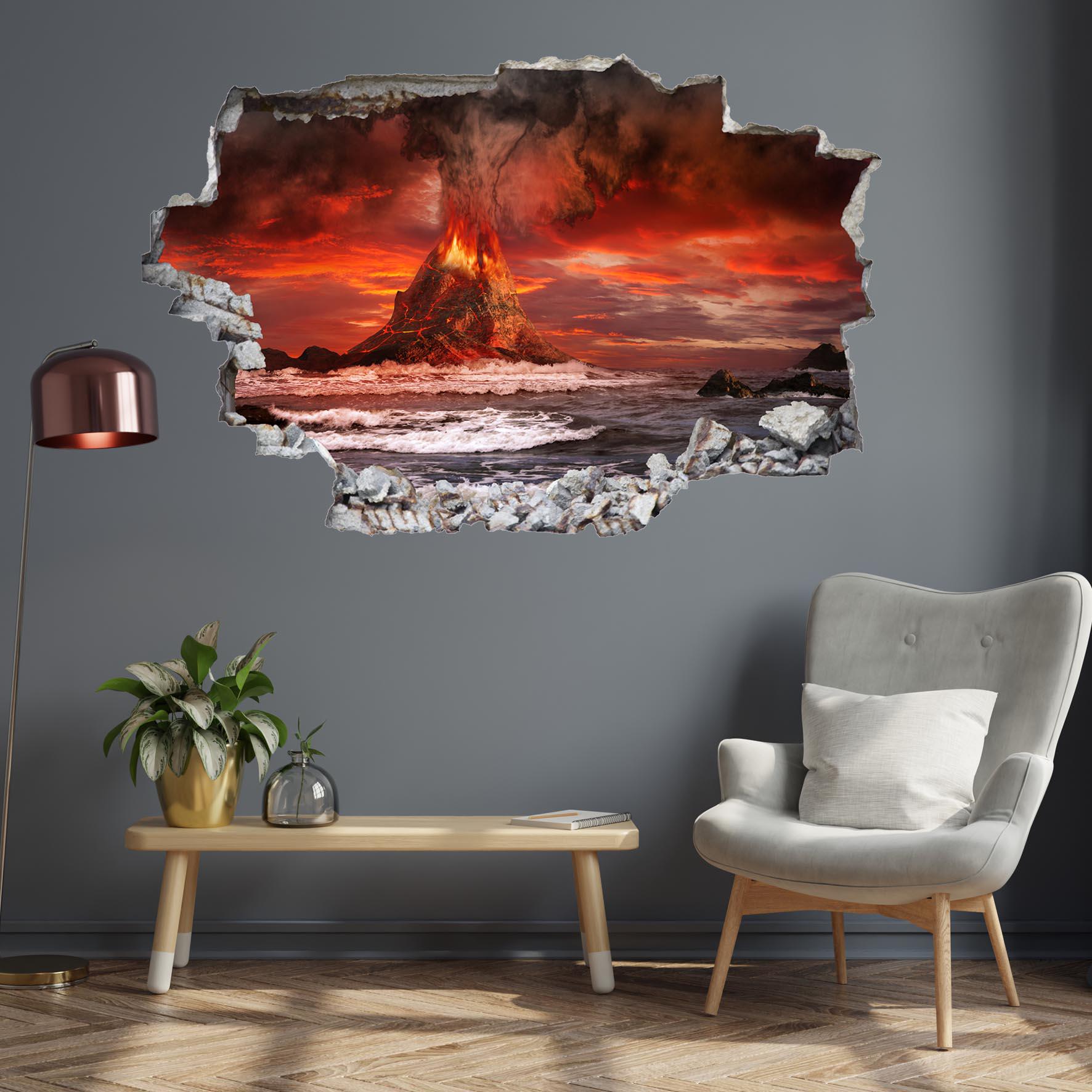 Volcano Eruption Wall Decal Sticker Mural Poster Print Art Home Office ...